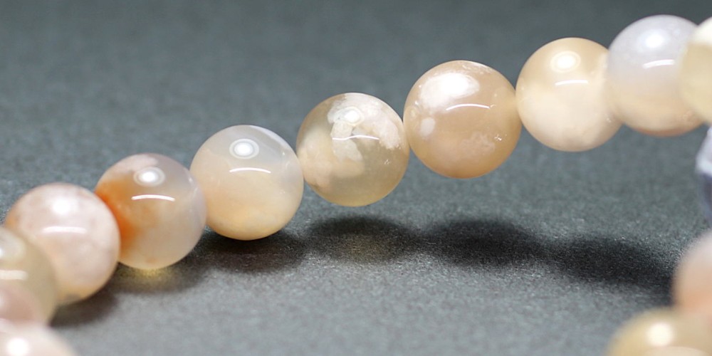 高品質]桜アゲートブレスレット/桜瑪瑙（約9.5mm玉） - 埼玉県吉川市の
