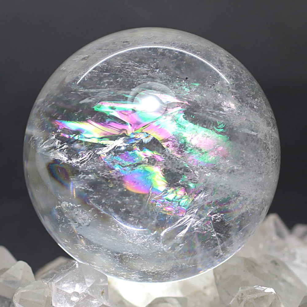 特別価格/ブラジル産]レインボー水晶玉/アイリスクォーツスフィア（丸