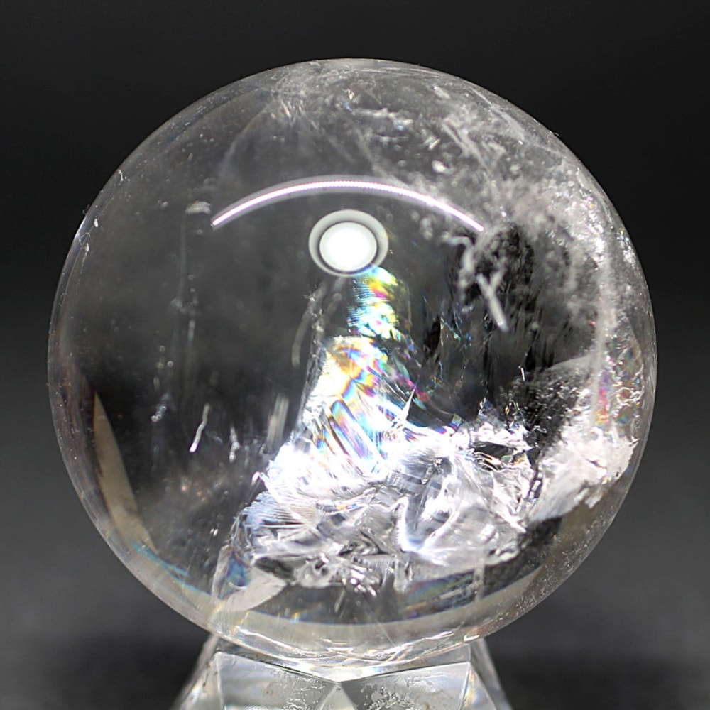 ブラジル産]レインボー水晶玉/アイリスクォーツスフィア（丸玉直径49.6