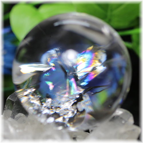 最高品質]虹入り天然水晶丸玉/スフィア（貫入） - 埼玉県吉川市の