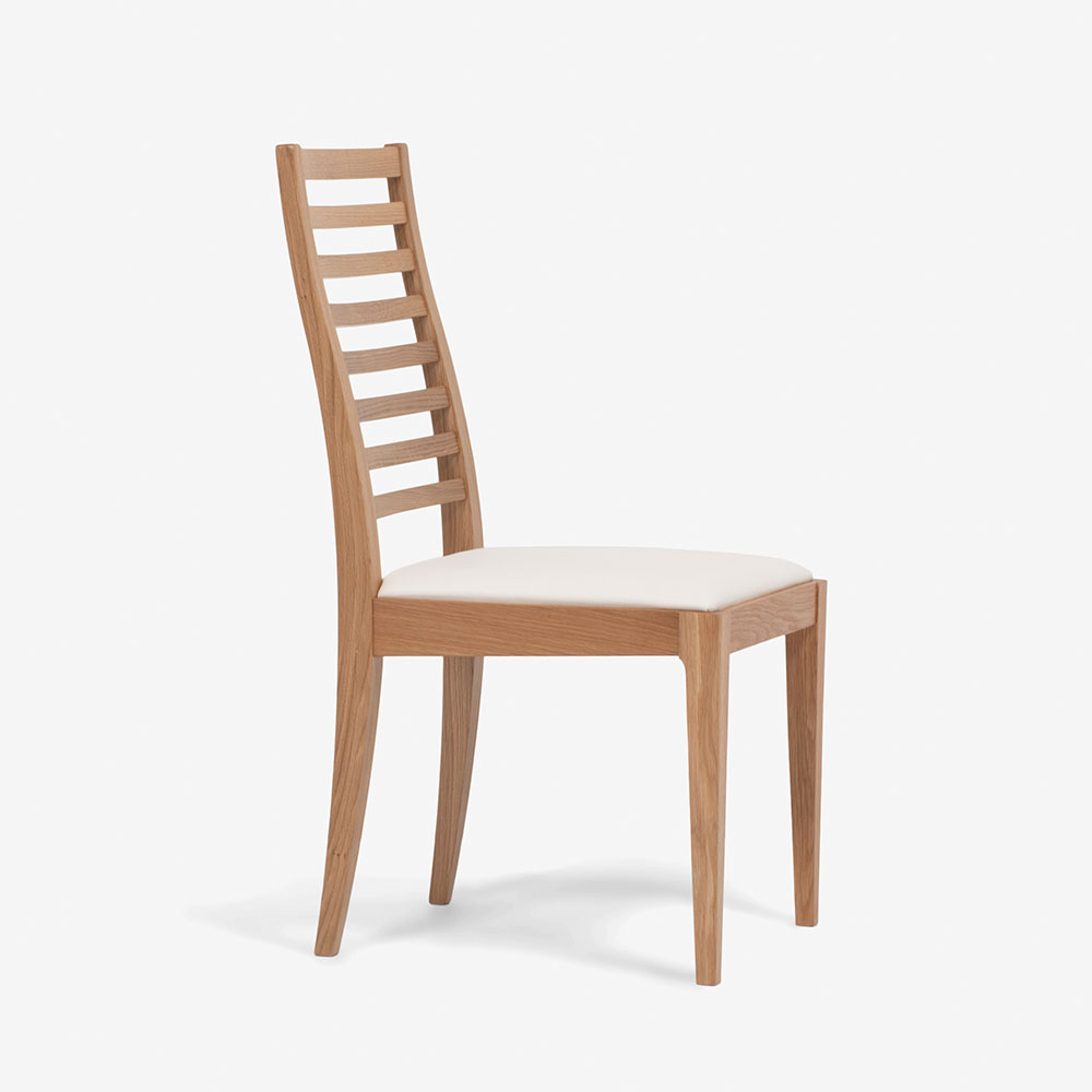 秋田木工 ダイニングチェア「N005」ナラ材ホワイトオーク色 座面PVC