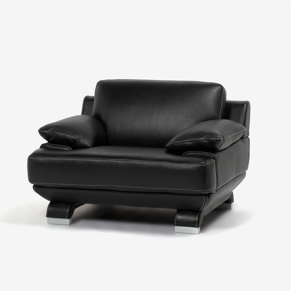 アームチェア 1人掛け「L/S 01（エルエス01）」幅113cm 革ブラック色