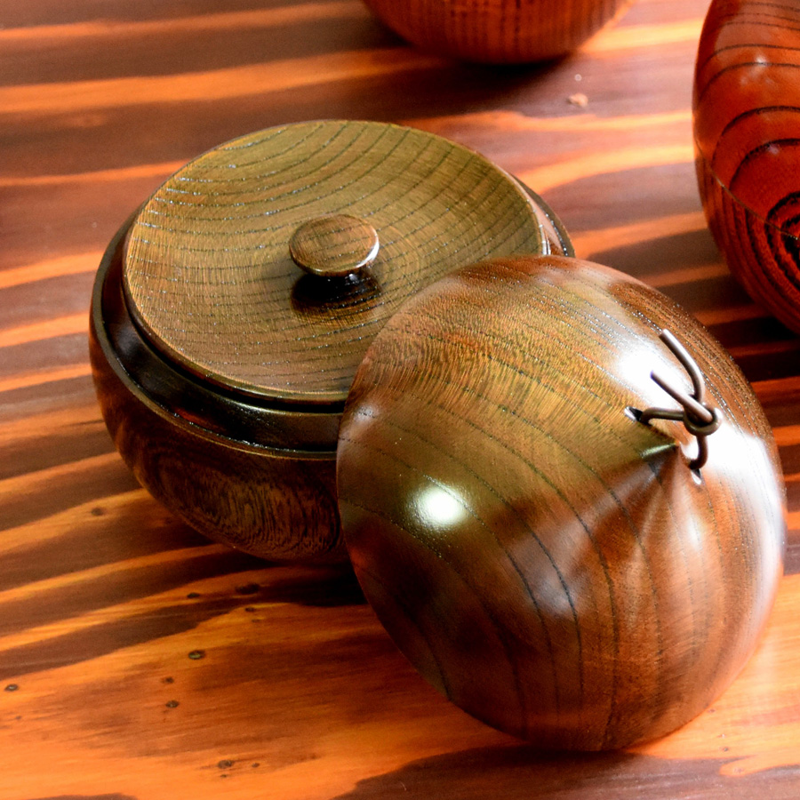 茶入れ 欅 茶筒 木製 漆塗り 漆器の井助