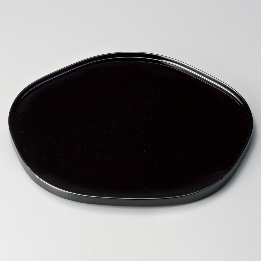 梅形膳 12.0 溜/黒 木製 漆塗り ランチョンマット・折敷 11-09205