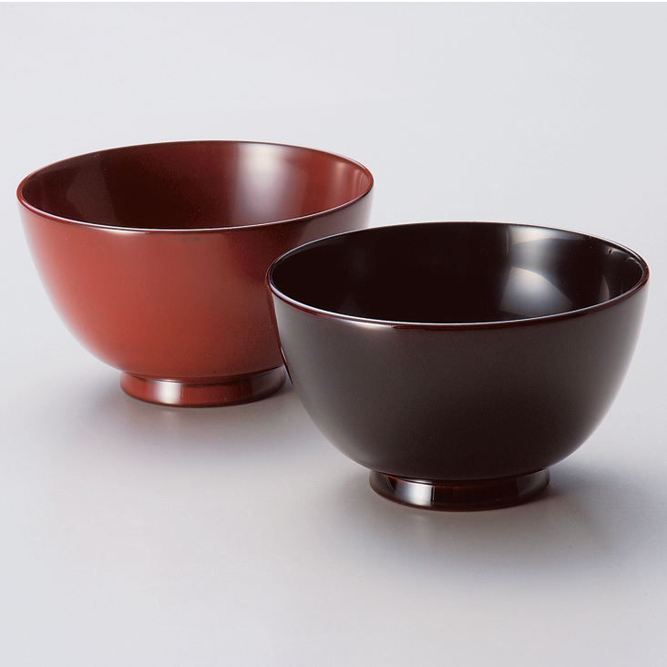 夫婦椀 古代朱・溜内黒 木製 漆塗り ペア 木のお椀・味噌汁椀 11-03504