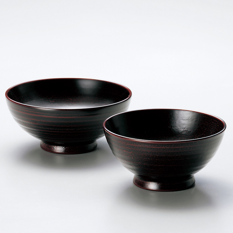 夫婦飯椀 地の粉（大・小） 古代朱/溜セット 2客セット 木製 漆塗り 12