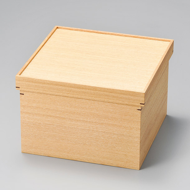 茶びつ 白木塗り タモ箱型 木製 12-13707 漆器の井助