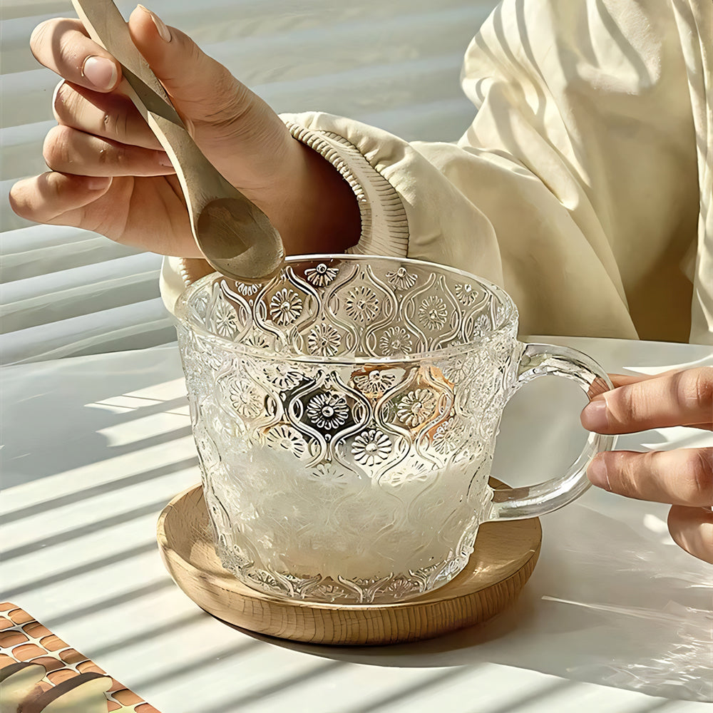 IwaiLoft 「花海棠」 ガラス グラス 400ml ガラスマグ ガラスカップ