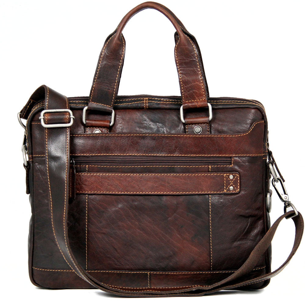 Leather Slim Briefcase, Zippered - Voyager #7320 | Jack Georges