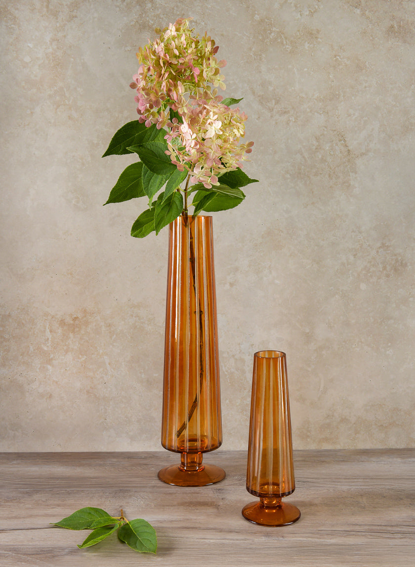 13in Tall Faris Amber Pedestal Glass Vase – Jamali Garden