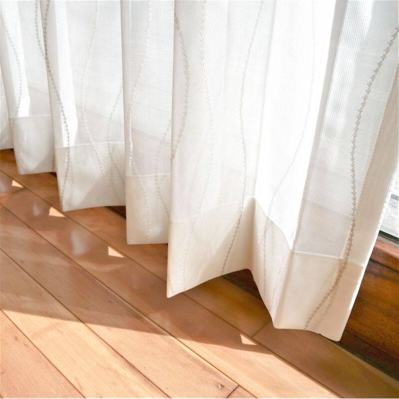 ミラー・遮熱・UVカット】ウェーブ レースカーテン JD-68010R グレー
