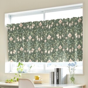 ラ・セゾン カフェカーテン JE-98073 ディープグリーン ｜ジャストカーテン