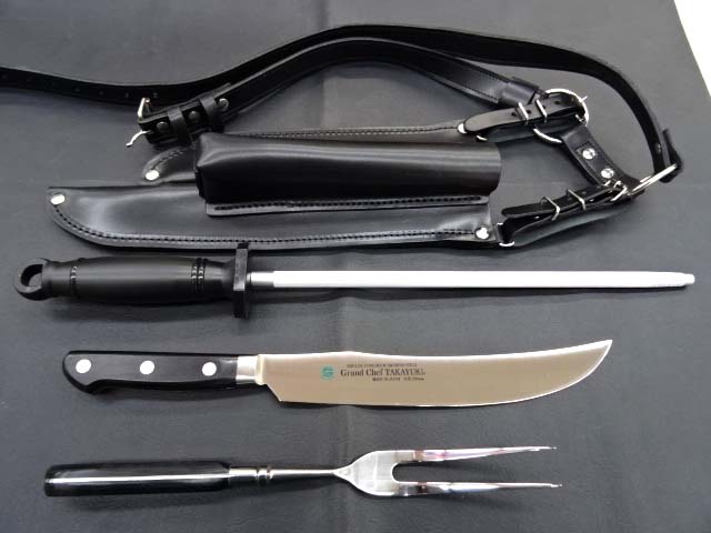 カービング ホルスター ナイフ・フォーク＆スチール棒 差し