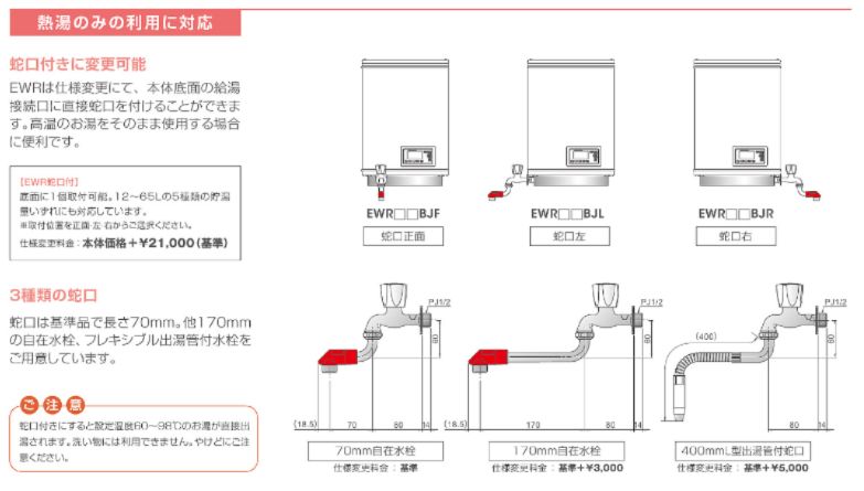 イトミック EWRシリーズ】小型電気温水器 45L（三相200V）壁掛タイプ