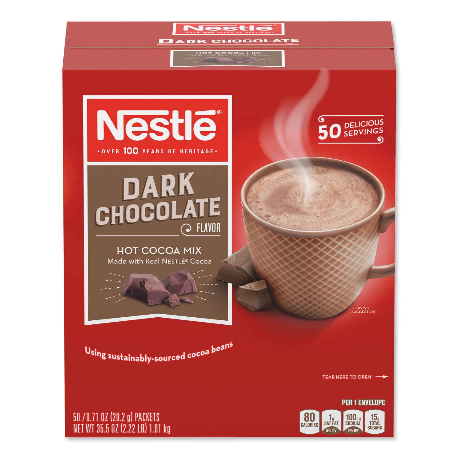 Nestle Hot Cocoa Mix, Dark Chocolate, 0.71 oz, 50/Box (70060