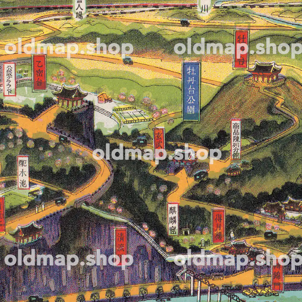 平壌を中心とせる平安南道鳥瞰図 昭和4年(1929) – 鳥瞰図 日本周辺 古