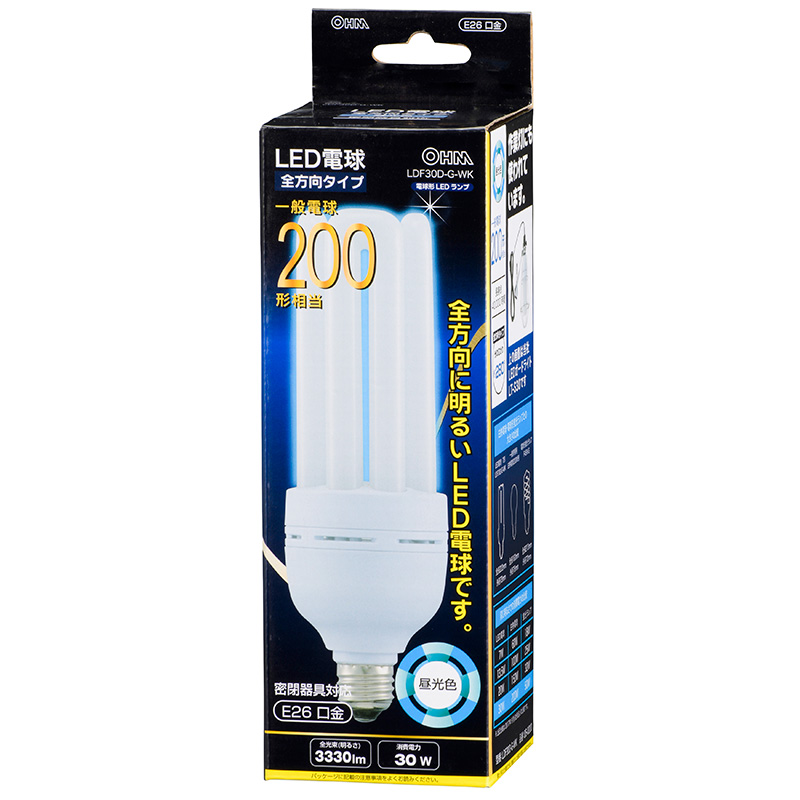 LED電球 D形 E26 200形相当 昼光色 [品番]06-0200｜株式会社オーム電機