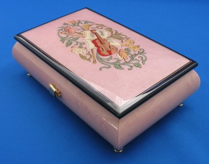 オルゴール屋ドットコム 30弁高級イタリア象嵌宝石箱（ピンク）オルゴール