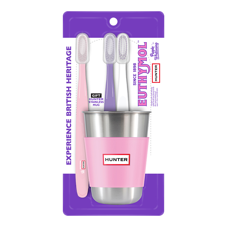 ホワイトパープル 歯ブラシ ステンレスマグセット ハンター: コスメ