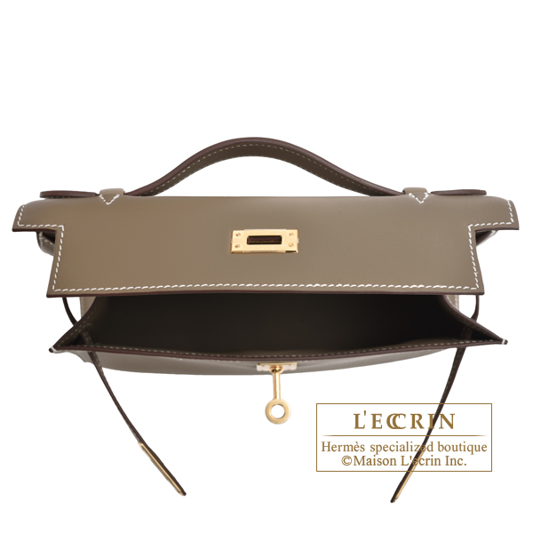 エルメス ポシェットケリー エトゥープ スイフト ゴールド金具