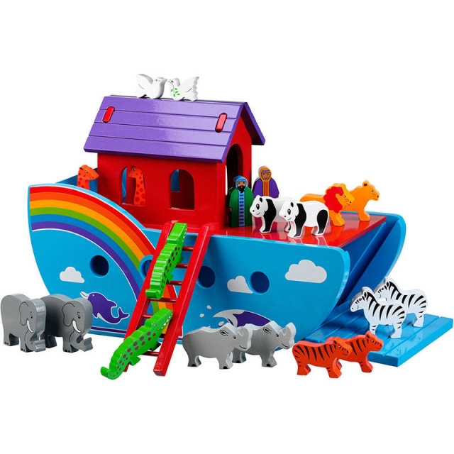 Wooden Toy Large Rainbow Noah'S Ark | Fair Trade
