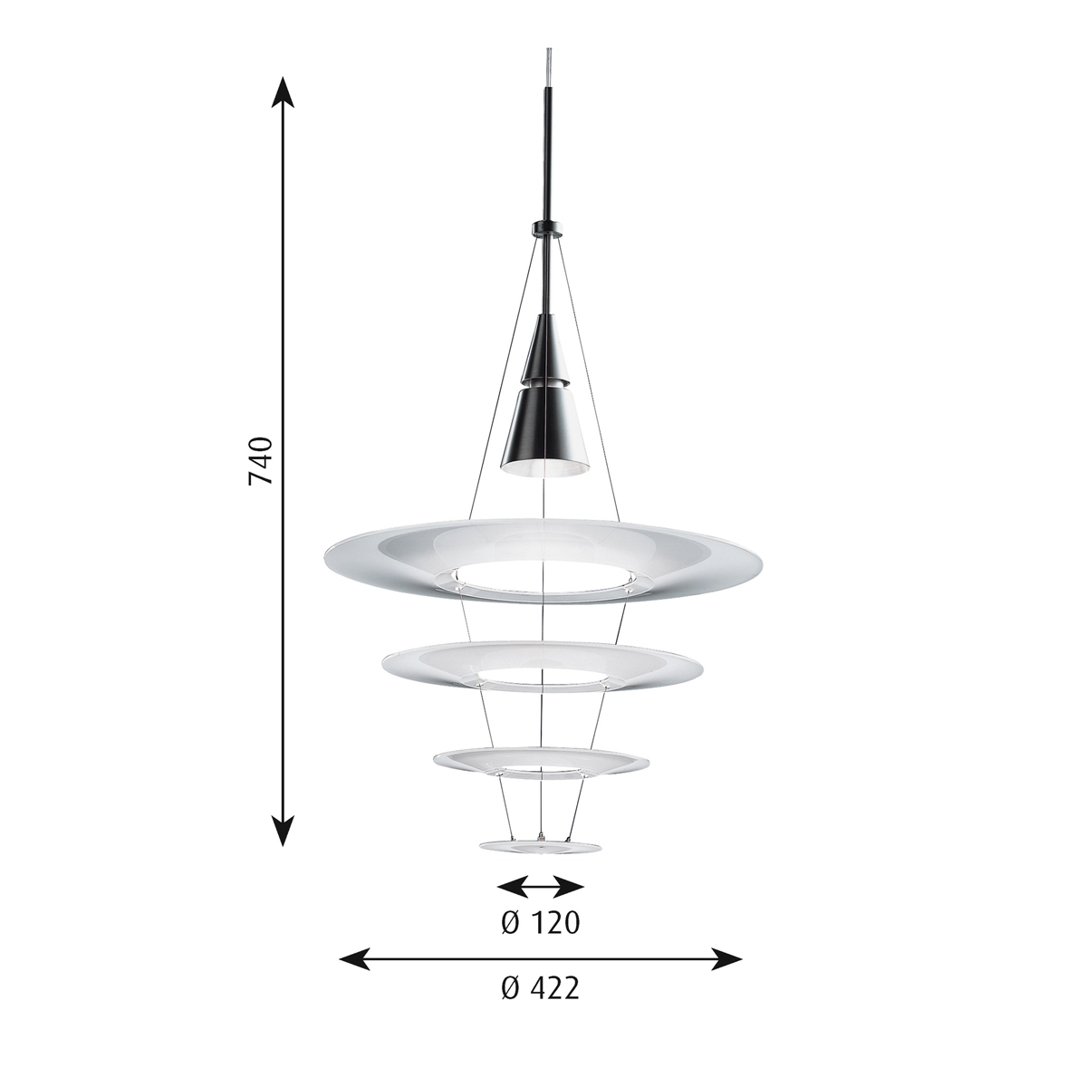 Brushed Aluminium & Coated Matt Acrylic Enigma 425 Pendant (LED