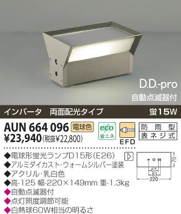 KOIZUMI 門柱灯 AUN664096 | 商品紹介 | 照明器具の通信販売