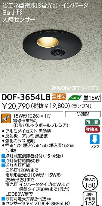 DAIKO ダイコー 大光電機 人感センサー付蛍光灯軒下ダウンライト DOF
