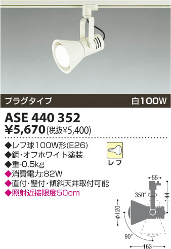 KOIZUMI スポットライト（プラグ） ASE440352 | 商品紹介 | 照明器具の