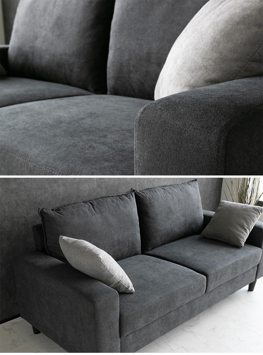 lushroom ソファ 3人掛け ファブリック グレー ダークグレー