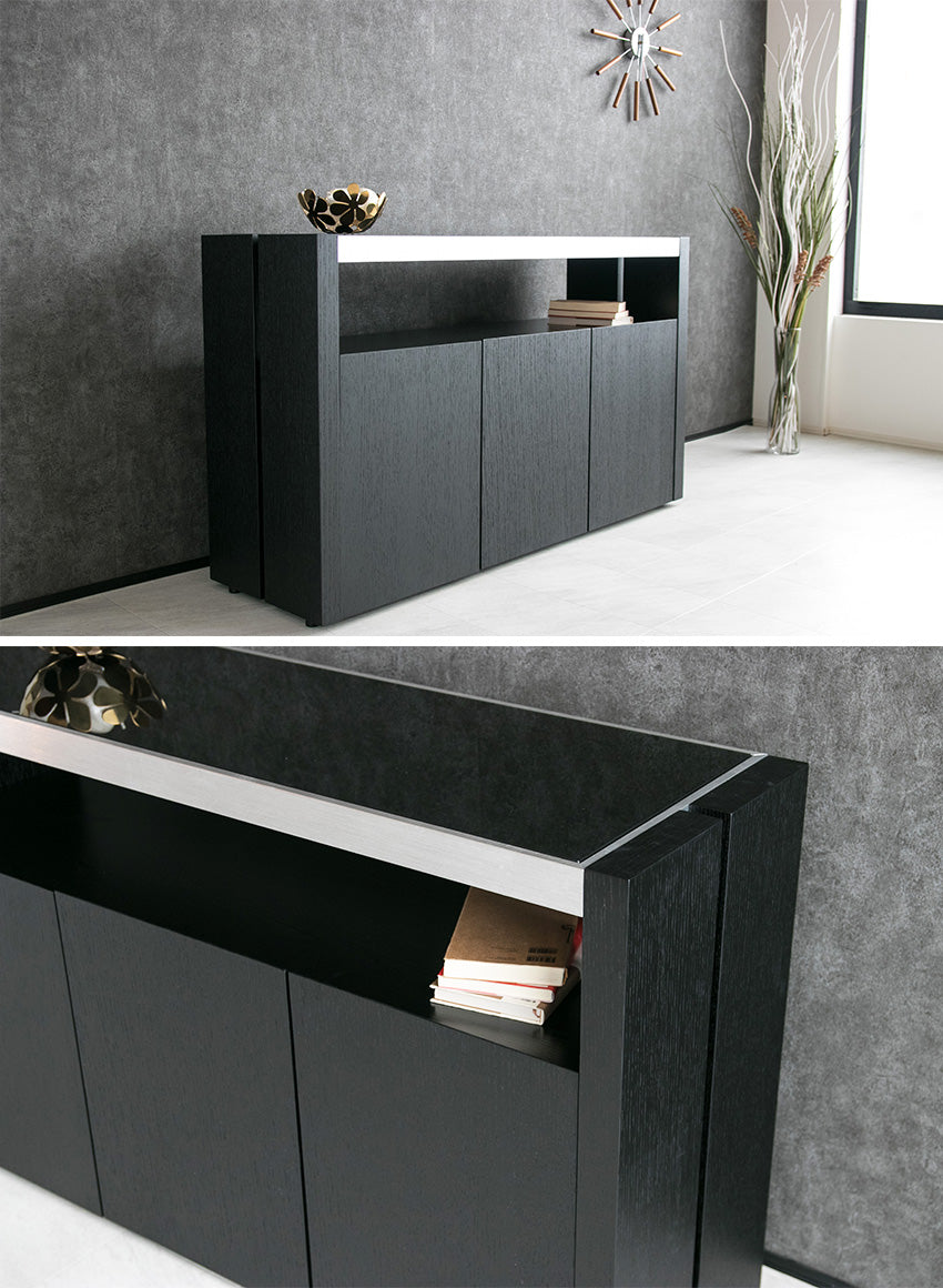 lushroom キャビネット チェスト ガラス製 ウォールナット ブラック