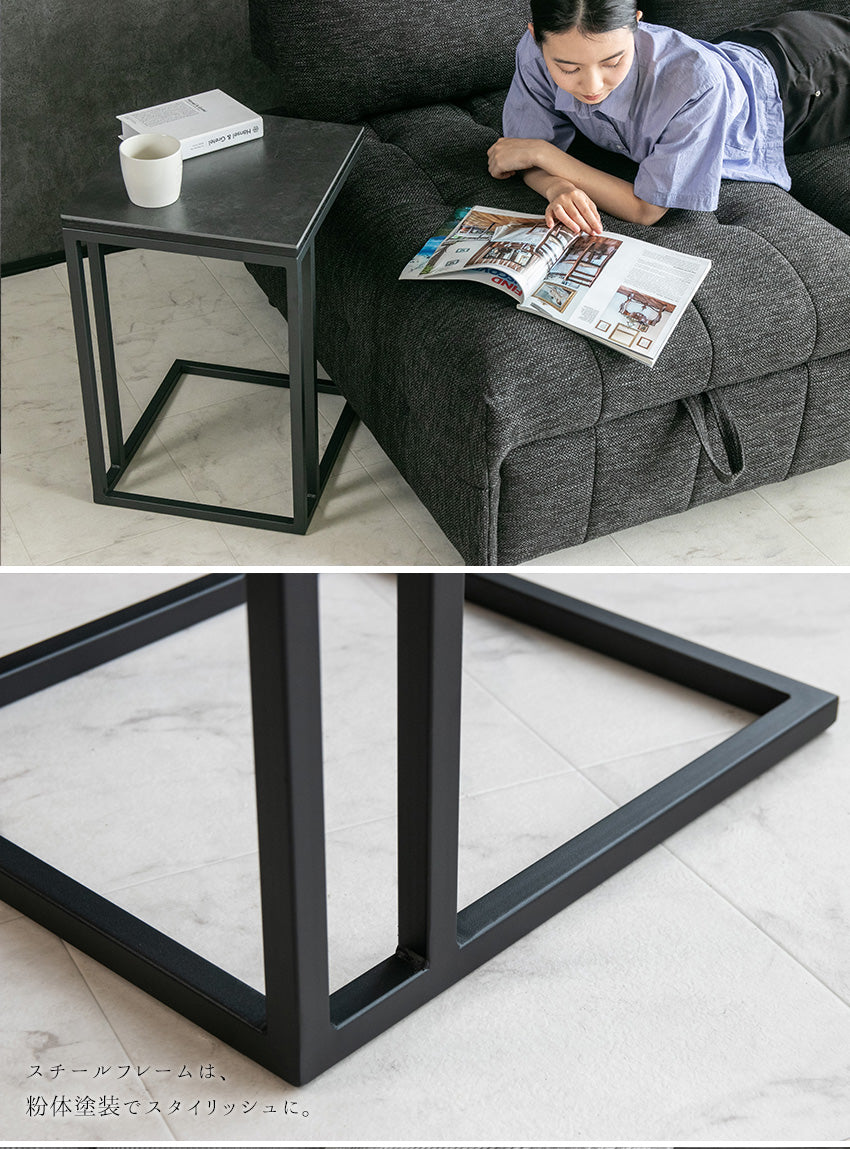 lushroom サイドテーブル セラミック ブラックオーク 突板 テーブル