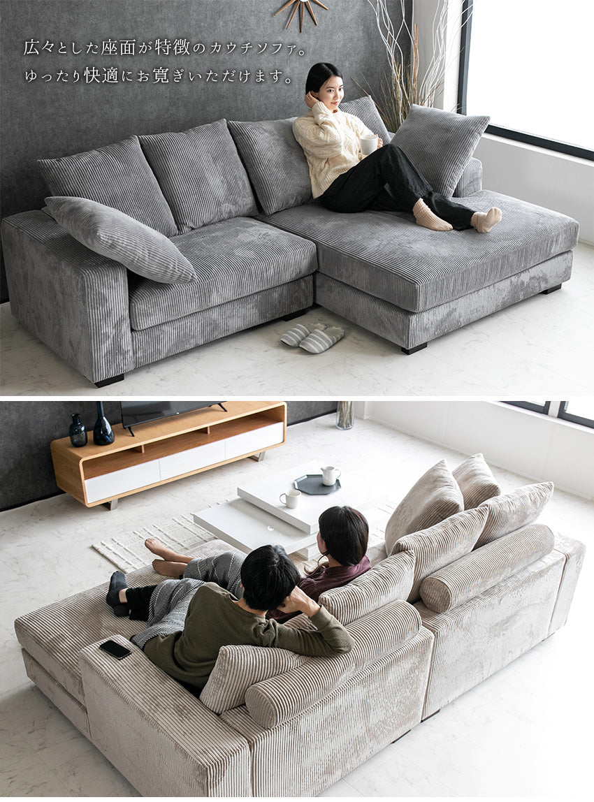 グレー ボタン付きクッション 3人掛けソファ グレー ボタン付き グレー