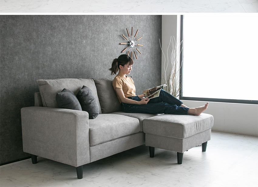 lushroom スツール 1人掛け ファブリック グレー ダークグレー 足置き