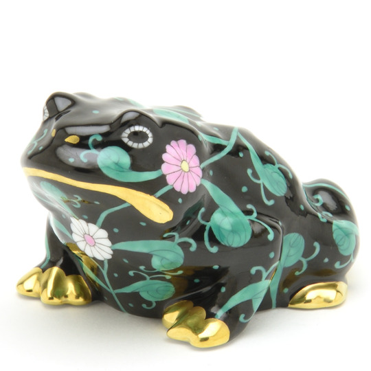 ヘレンド(Herend) 蛙 置物 蟾蜍 西安の黒(SN-15321) 【現物写真