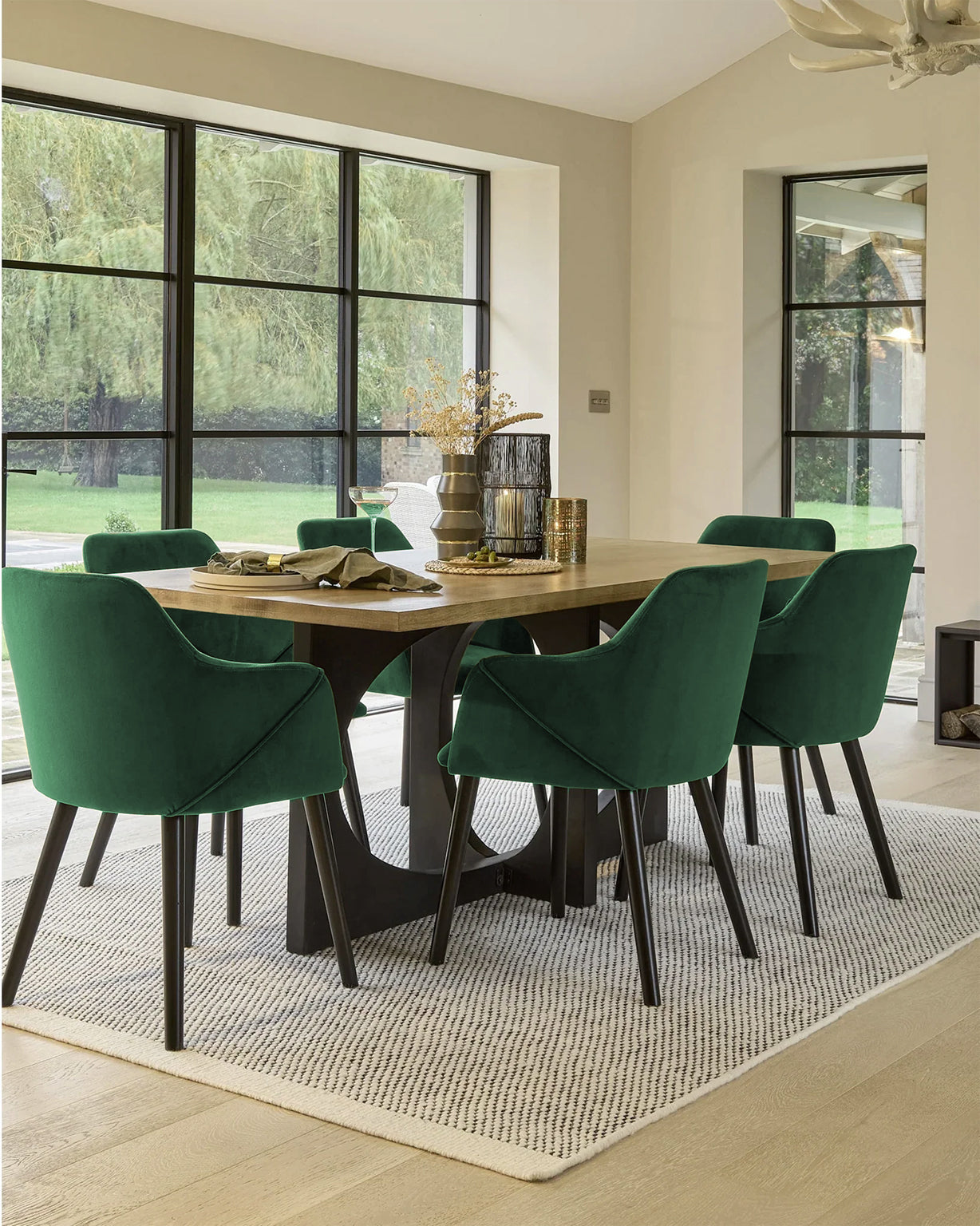 Elegant Velvet Dining Chair - Bonanova Verdigris Green Upholstery