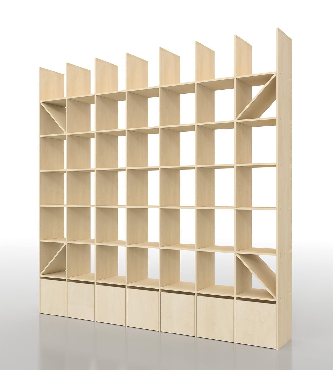 壁一面の本棚 奥行350mm（最下段なし）縦7コマ×横7コマ|Shelfシリーズ