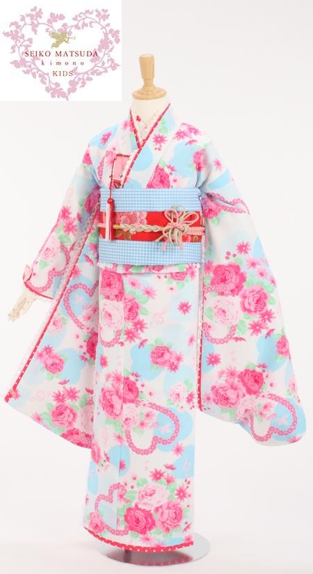 七五三/7才着物レンタル/髪飾り付19点セット/白/〔セイコマツダ