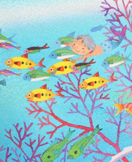 七五三/5才着物レンタル13点セット/水色/〔永田萌〕/水族館の柄/R5-002