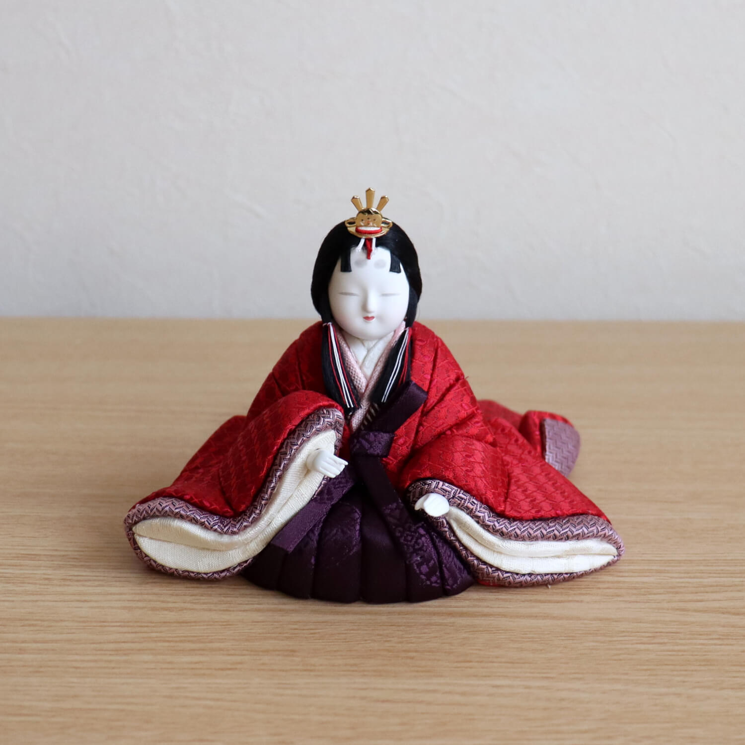 雛人形 柿沼東光作 親王飾「杏」正絹西陣織 屏風本仕立箔押 正絹紅白梅