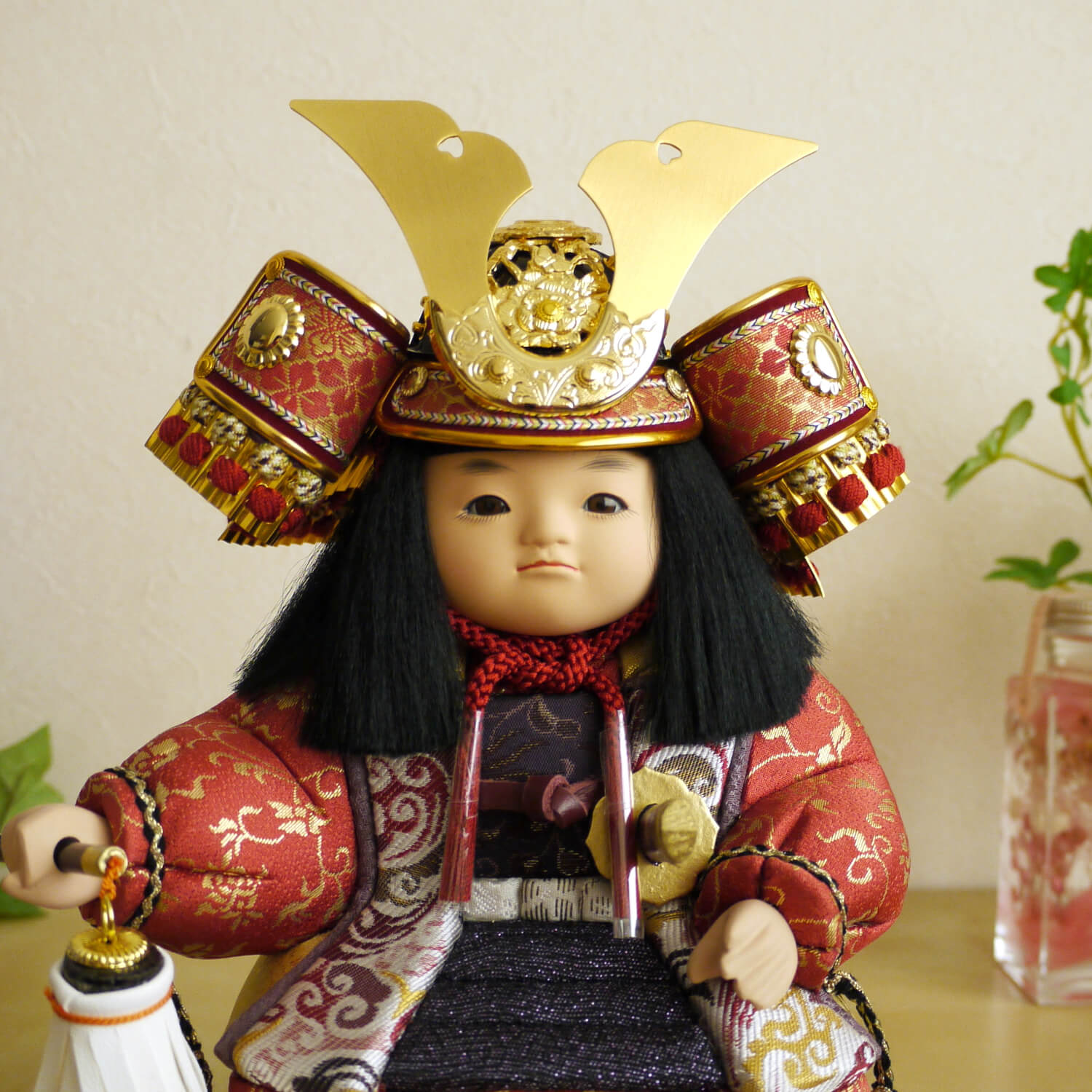 五月人形 柿沼東光作 子供鎧着大将 若大将「誉」 赤糸 西陣織衣裳 5月