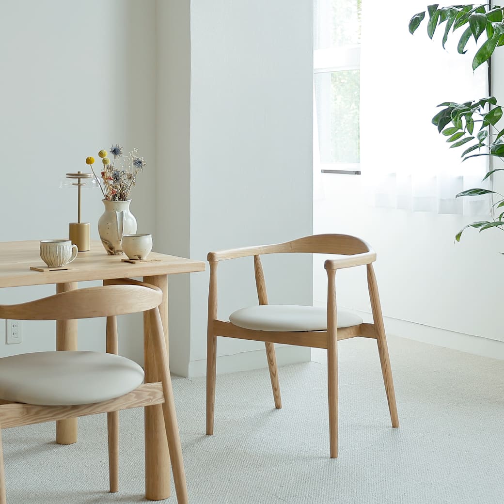 レザー ダイニングチェア アイボリー 北欧デザイン｜miion - miion