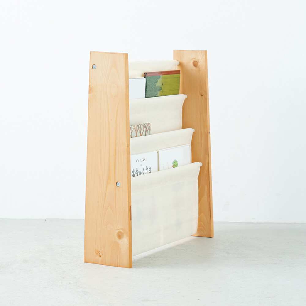 キャンバスマガジンラックW 3段 本棚 北欧風 ブックスタンド 布 NK