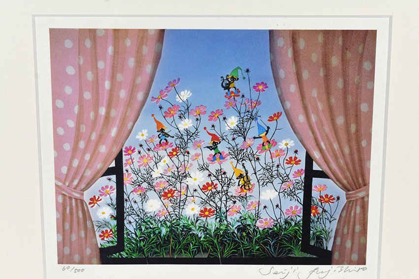 藤城清治版画額「コスモスとこびと」 | Natsume Books