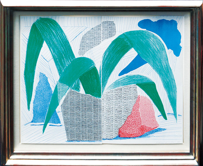 David Hockney / デイヴィッド・ホックニー版画額「緑灰色と青い植物