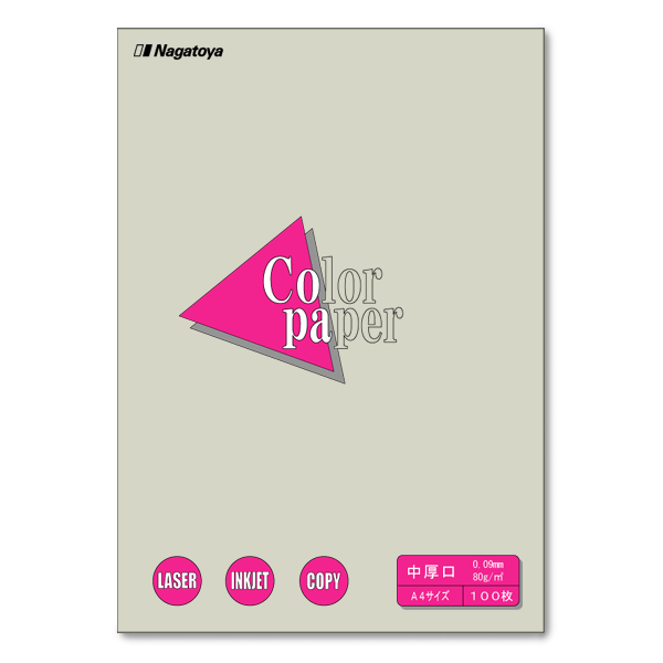 ナ-3212 カラーペーパー A4 中厚口 空 100枚パック - 【Nagatoya