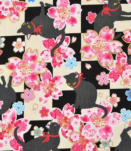 鯉口 桜猫市松（黒／さくら） 浅草中屋-商品詳細：浅草中屋「祭り用品