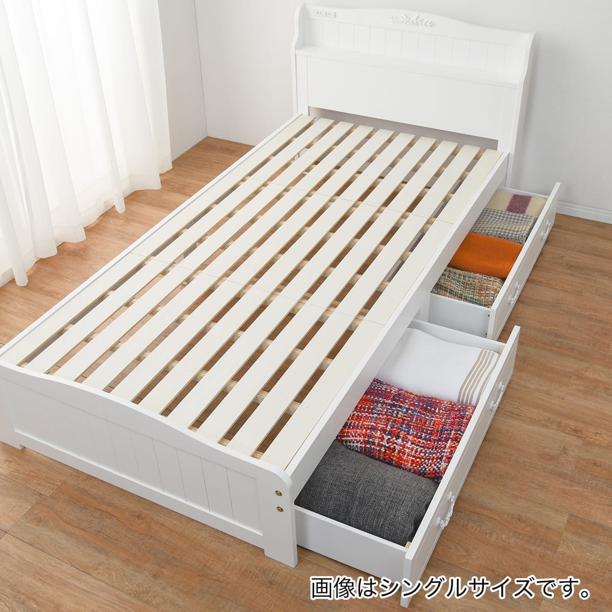 セミシングルショートベッドフレーム (ポケットコイルマットレス付き