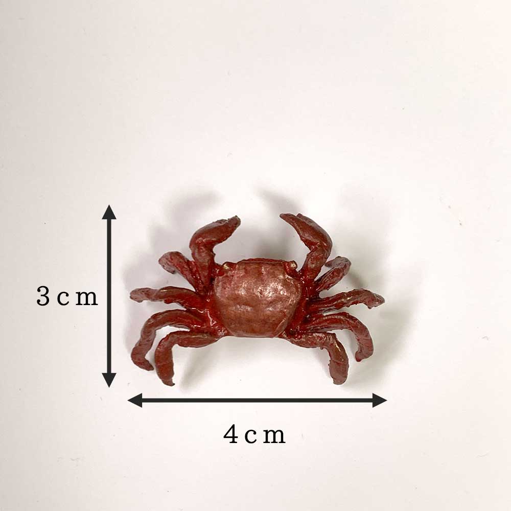 ミニチュア 添配 盆景 蝋型鋳物 銅製 蟹（カニ）赤 小 オブジェ 枯山水