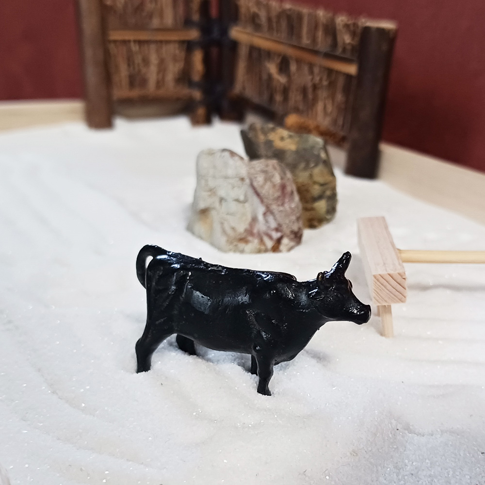 ミニチュア 添配 盆景 蝋型鋳物 銅製 牛（うし） オブジェ 枯山水